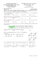 Đề cuối kỳ 1 Toán 12 năm 2024 – 2025 trường Nguyễn Bỉnh Khiêm – Hà Nội