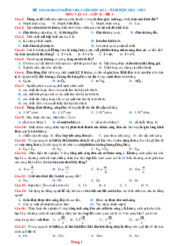 Bộ Đề Ôn Thi HK 2 Vật Lý 12 Năm Học 2022-2023