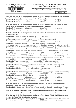 Đề thi HK1 môn tiếng anh 12 Quảng Nam 2020-2021 (có đáp án)