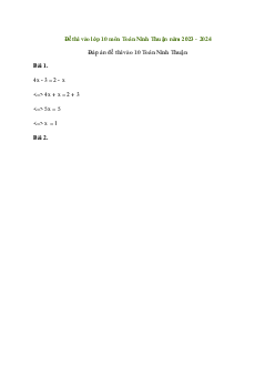 Đề thi vào 10 môn Toán năm 2023 - 2024 sở GD&ĐT Ninh Thuận