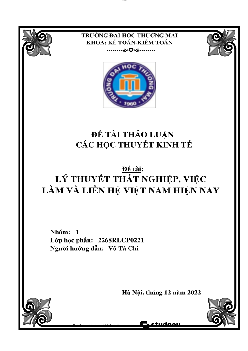 Bài thảo luận: “Lý thuyết thất nghiệp, việc làm và liên hệ Việt Nam hiện nay"