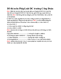 Đề thi môn Pháp luật đại cương | Đại học Công Đoàn