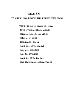Giáo án tổ chức hoạt động phát triển vận động | Đại học Sư Phạm Hà Nội