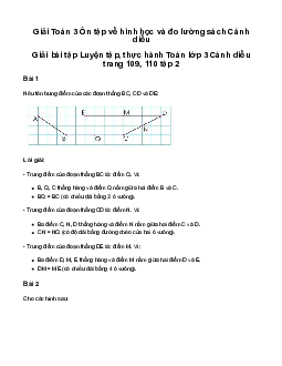 Ôn tập về hình học và đo lường: Giải bài tập Luyện tập, thực hành Toán lớp 3 Cánh diều trang 109, 110 tập 2