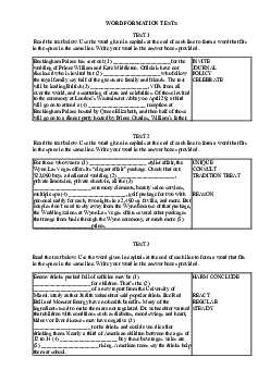 WORD FORMATION TESTS  - Luyện thi chuyên Tiếng Anh, HSG Tiếng Anh 9