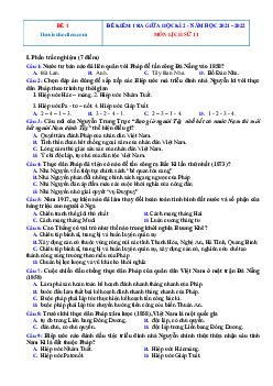 Bộ đề thi giữa học kỳ 2 Lịch Sử 11 năm 2022 (có đáp án)