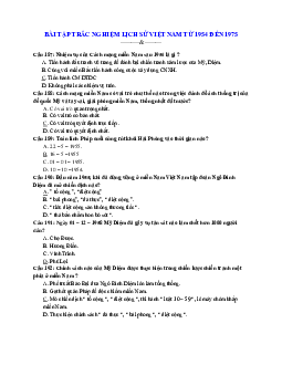 Bài tập trắc nghiệm lịch sử việt nam từ 1954 đến 1975