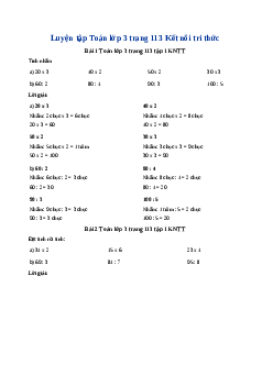 Giải SGK môn Toán 3 -  Bài 41: Ôn tập phép nhân, phép chia trong phạm vi 100, 1000 | Kết nối tri thức