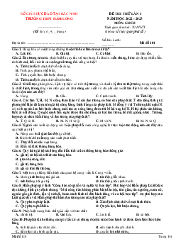 Đề thi thử THPT Quốc gia năm 2023 môn GDCD lần 1 trường THPT Hàm Long, Bắc Ninh