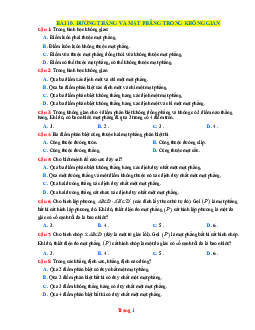 Trắc nghiệm bài 10 Đường thẳng và mặt phẳng trong không gian mức thông hiểu