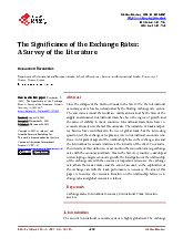 The Significance of the Exchange Rates:   A Survey of the Literature | Tài liệu Tiếng Anh