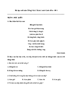 Phiếu Bài tập cuối tuần tiếng Việt lớp 2 học kì 1 - Đề 1| Cánh diều Tuần 2