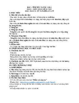 Giáo án Ngữ văn 8 Bài 7: Tình yêu và ước vọng | Tiết thực hành tiếng việt 2 | Kết nối tri thức