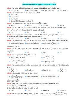 Top 20 câu trắc nghiệm nhận dạng tam giác lớp 10 (giải chi tiết)