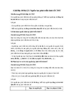 Giải Địa 10 Bài 23: Nguồn lực phát triển kinh tế CTST