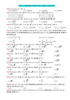 Top 50 câu trắc nghiệm hệ thức lượng trong tam giác (giải chi tiết)