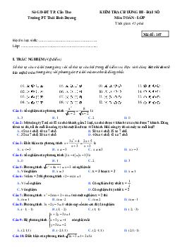 Đề kiểm tra 1 tiết Đại số 10 chương 3 trường THPT Thái Bình Dương – Cần Thơ