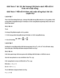 Giải Toán 7 Bài 22: Đại lượng tỉ lệ thuận | Kết nối tri thức