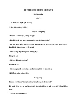 Đề thi học kì 2 môn Tiếng Việt lớp 1 sách Cánh Diều năm 2024 - Đề 3