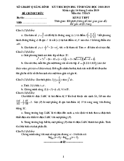 Đề thi chọn HSG tỉnh Toán 12 năm 2018 – 2019 sở GD&ĐT Quảng Bình