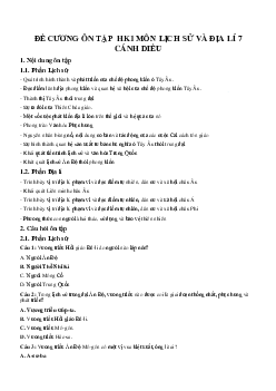 Đề cương ôn tập thi học kỳ 1 môn Lịch Sử và Địa Lý 7 | Cánh diều