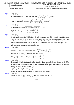 Đề tuyển sinh lớp 10 môn Toán (chuyên) năm 2020 – 2021 sở GD&ĐT TP HCM