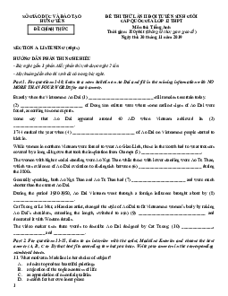Đề thi thử lần II đội tuyển sinh giỏi cấp quốc gia lớp 12 THPT môn thi Tiếng Anh tỉnh Hưng Yên