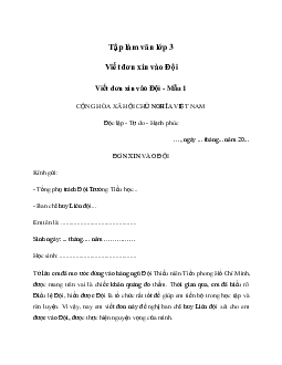 Tập làm văn lớp 3: Viết đơn xin vào Đội Thiếu niên Tiền phong Hồ Chí Minh | Kết nối tri thức