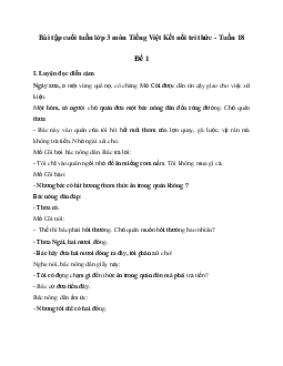 Bài tập cuối tuần lớp 3 môn Tiếng Việt Kết nối tri thức - Tuần 18