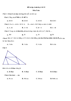 Đề ôn tập ở nhà môn Toán lớp 3 ngày 23/03/2021 (có đáp án)
