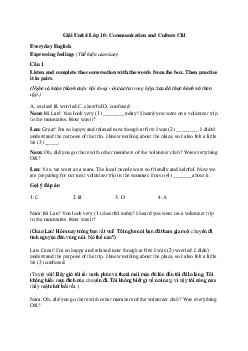 Tiếng Anh 10 Unit 4: Communication and Culture/Cli