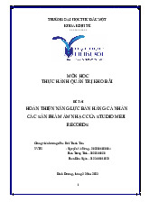 Tiểu luận nhóm 17 về Nâng cao Kỹ Năng Bán Hàng tại Studio MeJi môn Quản tri học - Trường Đại học Thủ Dầu Một.