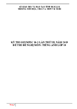 Đề thi Olympic 10 tháng 3 lần thứ 3 môn Tiếng Anh năm 2019 môn Tiếng Anh 10 THPT Victory