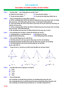 TOP 100 câu trắc nghiệm đại cương về đường thẳng (có đáp án)