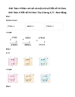 Giải Toán lớp 4 Bài 38: Nhân với số có một chữ số | Kết nối tri thức