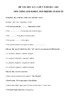 Đề thi tiếng Anh lớp 5 học kì 2 Family and Friends số 5