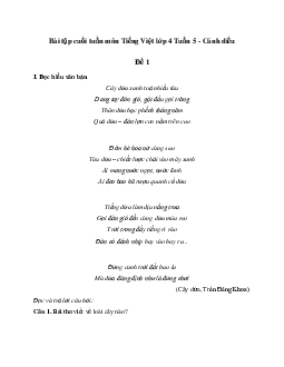 Giải Bài tập cuối tuần lớp 4 môn Tiếng Việt Cánh diều - Tuần 5