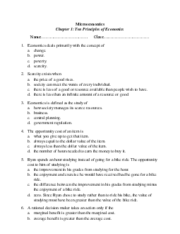 Tài liệu về Chapter 1 : Principles of Economics môn Tiếng Anh A1 | Đại học Thăng Long