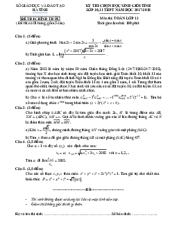 Đề thi chọn HSG tỉnh Toán 11 năm học 2017 – 2018 sở GD và ĐT Hà Tĩnh