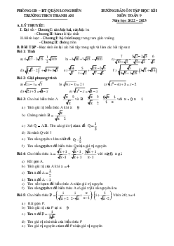 Hướng dẫn ôn tập cuối kì 1 Toán 9 năm 2022 – 2023 THCS Thanh Am – Hà Nội