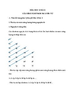 Hóa học 10 Bài 5: Cấu hình electron nguyên tử