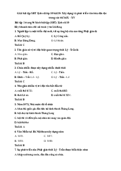 Giải bài tập SBT Lịch sử lớp 10 bài 20: Xây dựng và phát triển văn hóa dân tộc trong các thế kỉ X - XV