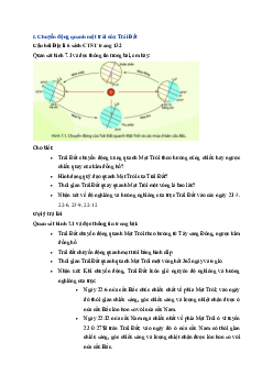 Giải SGK môn Địa lí 6 bài 7: Chuyển động của Trái Đất quanh mặt trời và hệ quả | Chân trời sáng tạo