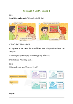 Giải Tiếng Anh lớp 4 Unit 9: Lesson 2 | Global Success