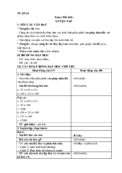 Giáo án Toán lớp 4 Tuần 21 | Kết nối tri thức