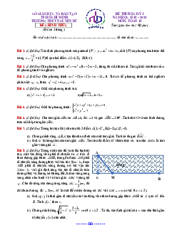 Đề thi học kì 1 Toán 10 năm 2019 – 2020 trường THPT Nguyễn Du – TP HCM