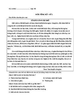 Đề ôn thi giữa học kì 2 môn Tiếng Việt 4 sách Cánh diều | đề 1
