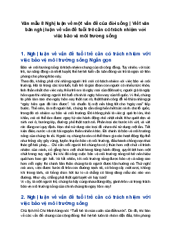Văn mẫu 8 Nghị luận về một vấn đề của đời sống | Viết văn bản nghị luận về vấn đề tuổi trẻ cần có trách nhiệm với việc bảo vệ môi trường sống