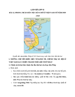 Lịch Sử 12 bài 12: Phong trào dân tộc dân chủ ở Việt Nam từ năm 1919 đến năm 1925