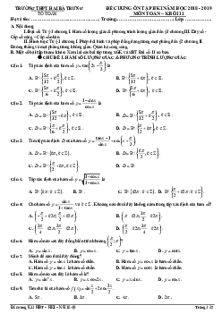 Đề cương ôn tập HKI Toán 11 năm học 2018 – 2019 trường THPT Hai Bà Trưng – TT. Huế